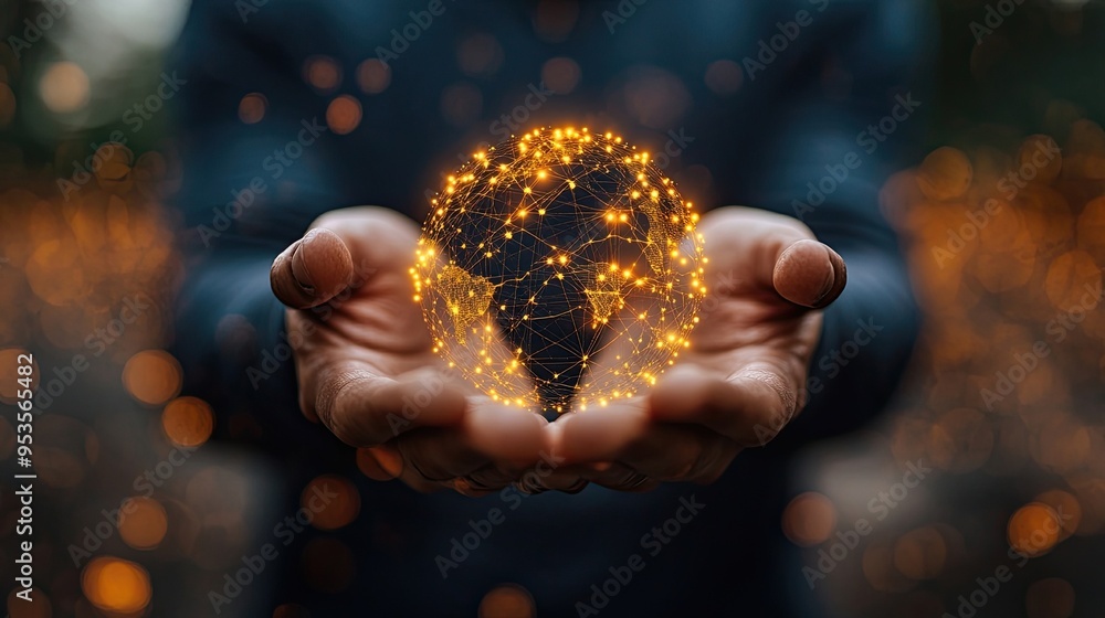 CRM and Customer Network Management. Businessman Holding Global Customer Network Structure. CRM and Customer Network Management. Businessman Holding Global Customer Network Structure.