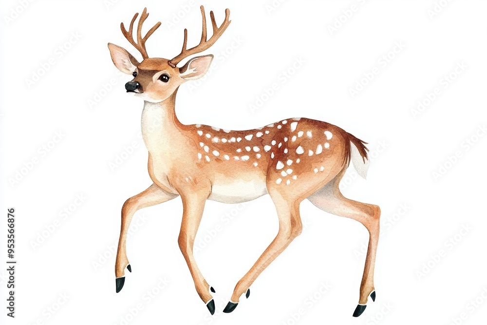 Quirky deer dancing ballet, graceful and light, isolated on white, watercolor style Quirky deer dancing ballet, graceful and light, isolated on white, watercolor style