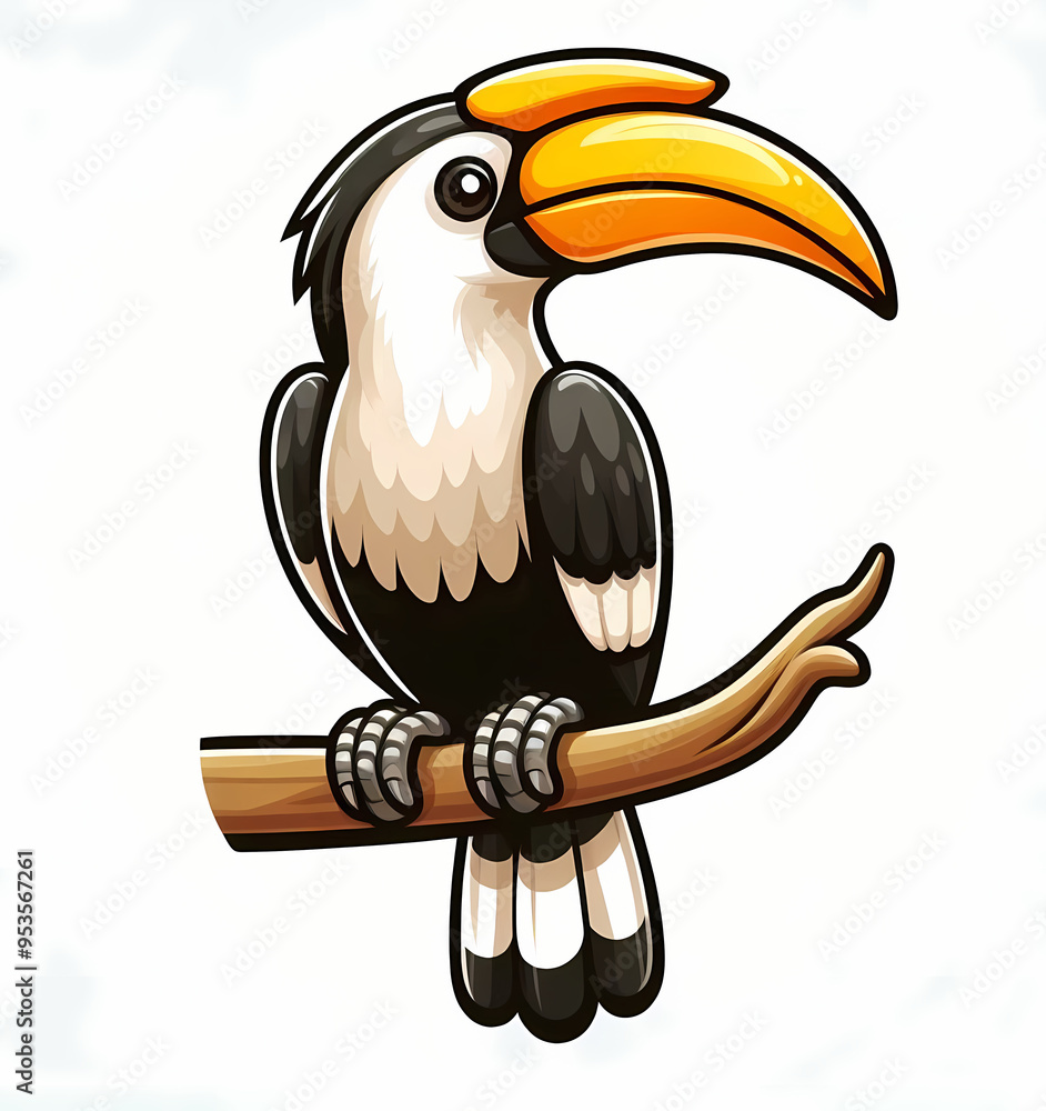 Obraz premium Hornbill bird against white background 