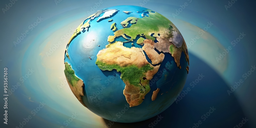 A 3D illustration of a flattened globe with continents and oceans stretching out in a two-dimensional layout, A 3D illustration of a flattened globe with continents and oceans stretching out in a two-dimensional layout,
