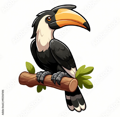 Hornbill  bird against white background  photo