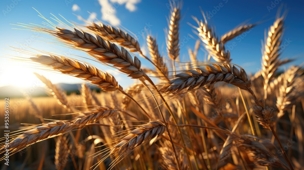 Yellow ripe ears of wheat in the field. Theme of successful freezing and farming. Yellow ripe ears of wheat in the field. Theme of successful freezing and farming.