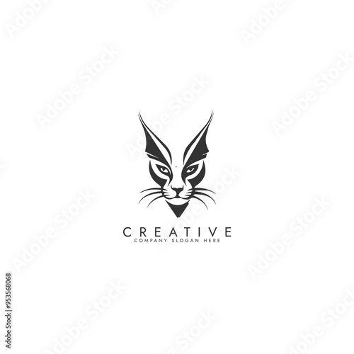 Black Cat Logo silhouette Vector Simple Ai generated