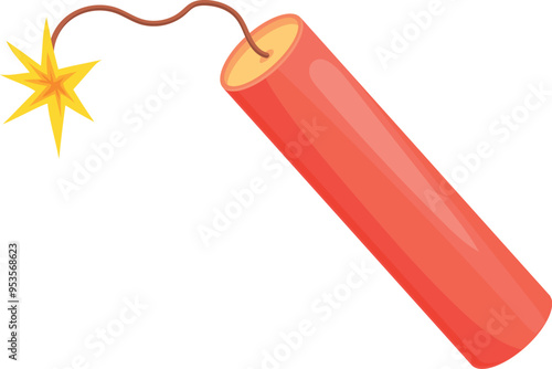 Dynamite with burning wick. Cartoon fuse explosive icon