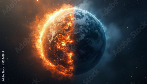 Fototapeta Naklejka Na Ścianę i Meble -  Ablaze Horizon: Earth’s Fiery Divide