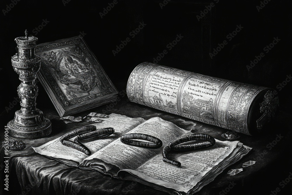 Fototapeta premium Tefillin Religious Study Judaism Religion Spiritual Symbol