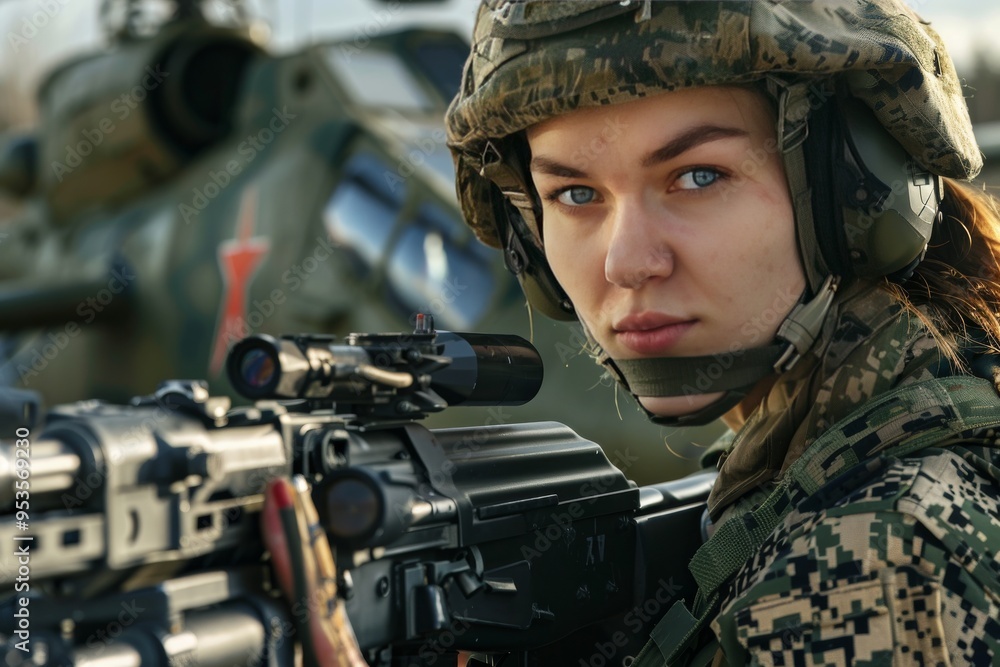 attractive russia female soldier, she is operating advanced military drones, 8k, hyperealistic, attractive russia female soldier, she is operating advanced military drones, 8k, hyperealistic,