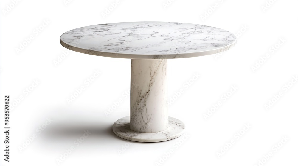 A white marble table with a white base A white marble table with a white base