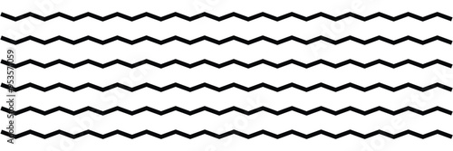 Seamless wavy line and zigzag patterns set. Horizontal curvy waves stripe and zig zags. Collection of underlines, linear sings, border and frames design element. Vector illustration EPS10