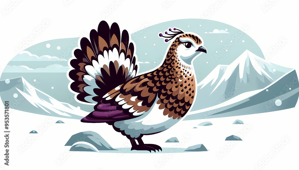 Ptarmigan bird against white background Ptarmigan bird against white background