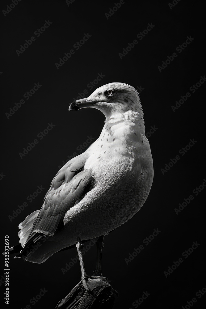 Obraz premium portrait studio photograph of gull black and white