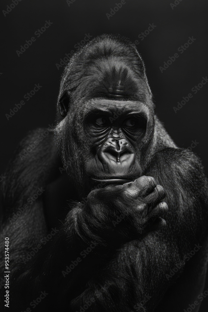 Obraz premium portrait studio photograph of gorilla black and white