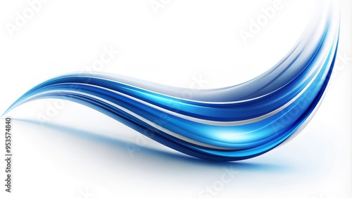 Abstract digital illustration of a stylized, modern, blue and white swoosh logo on a clean white background,