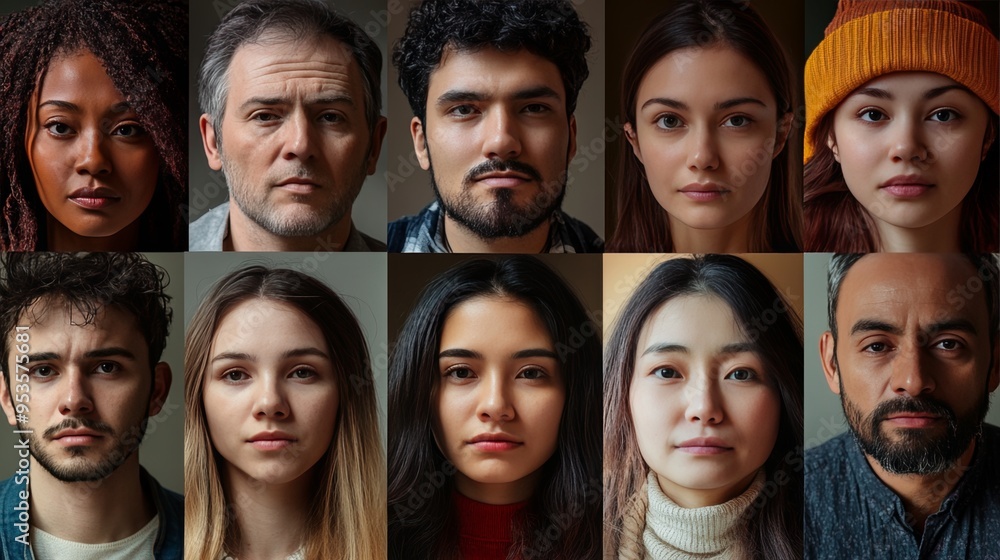 Diverse emotional portraits capturing the essence of different nationalities and cultures Diverse emotional portraits capturing the essence of different nationalities and cultures