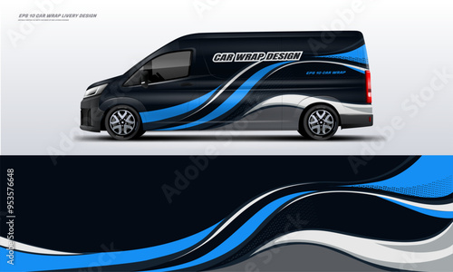 Sporty black van wrap livery design