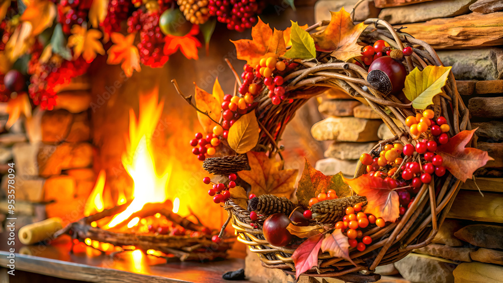 a close up of an autumn wreath a close up of an autumn wreath