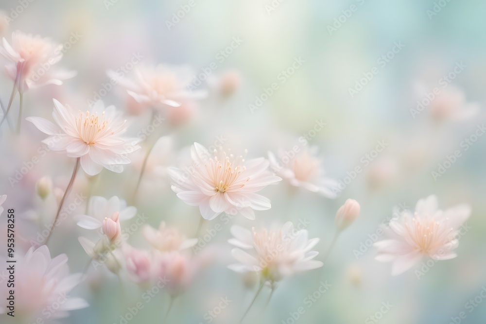 A soft focus floral background with delicate pastel flowers gently blurred, AI Generated A soft focus floral background with delicate pastel flowers gently blurred, AI Generated