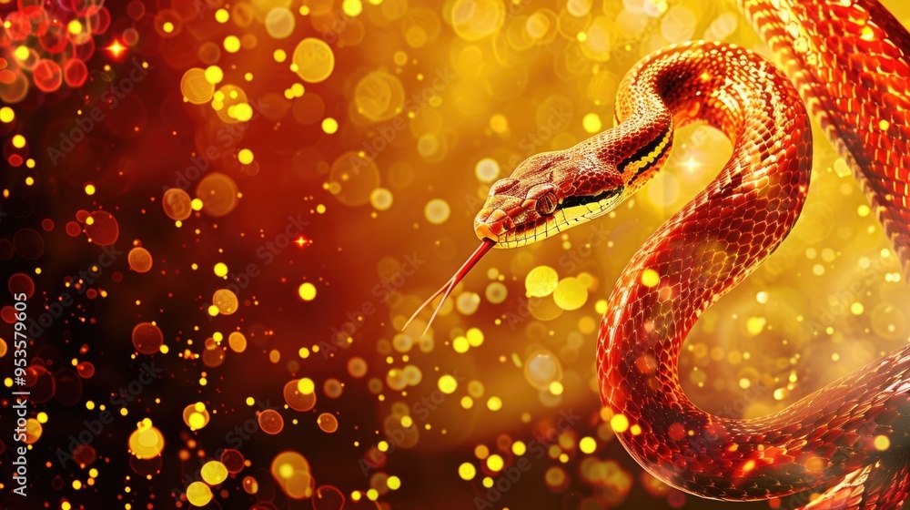 Obraz premium Snake on golden background