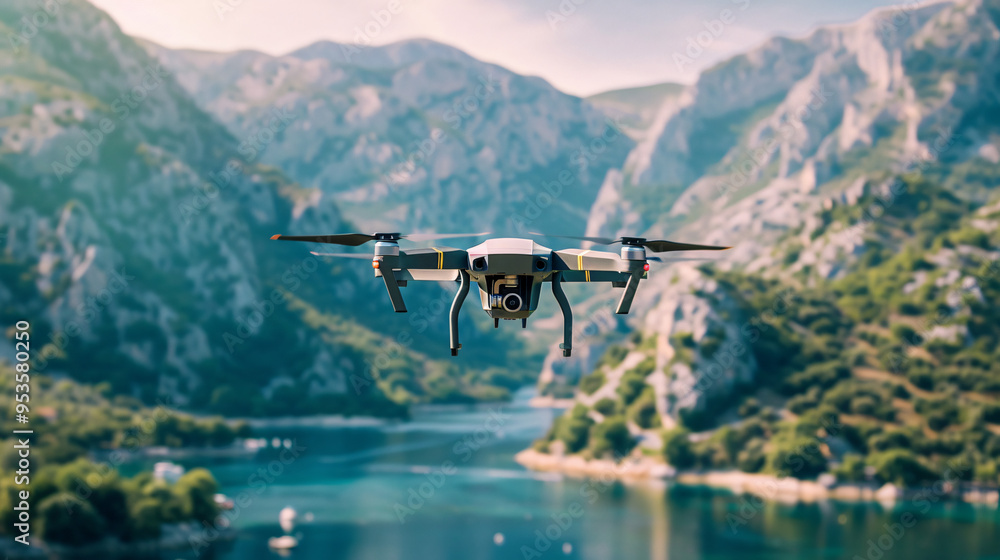 Fototapeta premium Quadcopter Drone: Aerial Photography and Surveillance UAV for Landscape and Ground Imaging