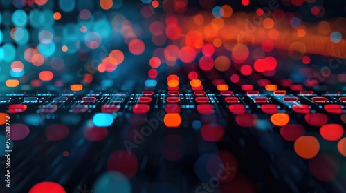 Data transformation techniques with deep depth of field engineering and feature analysis visualization  Technical and futuristic computer algorithm software and hardware science concept