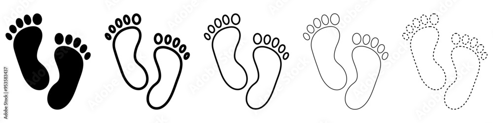 Foot prints icon set. Human footprints icon isolated on white. Vector illustration Foot prints icon set. Human footprints icon isolated on white. Vector illustration