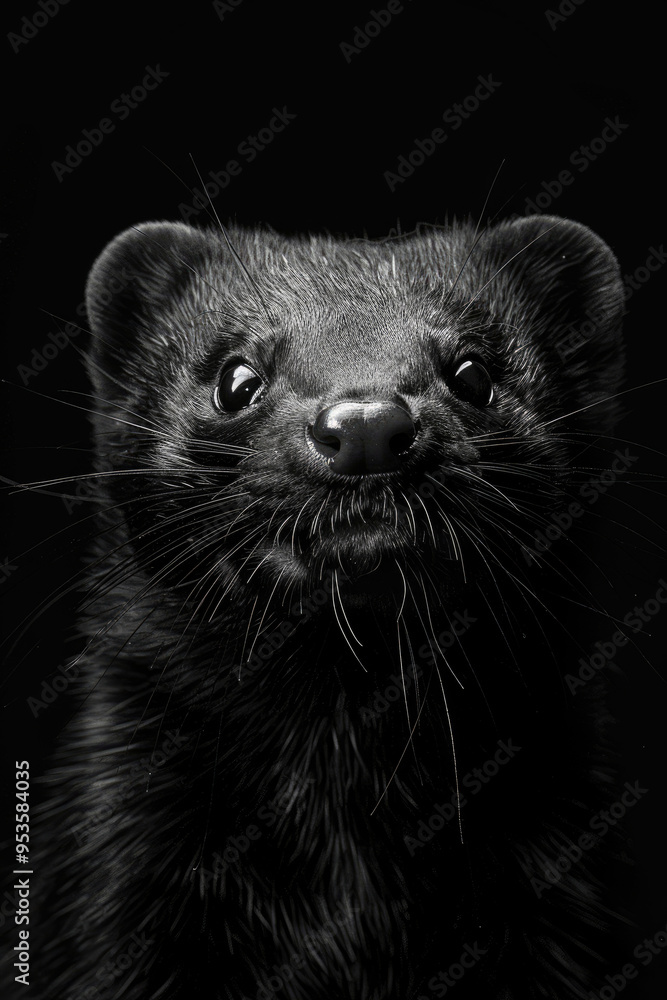 Obraz premium portrait studio photograph of mink black and white