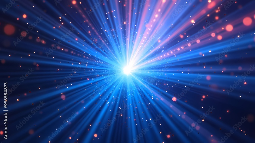 Fototapeta premium Futuristic Halo of Bright Blue Light with Gently Floating Particles Against Dark