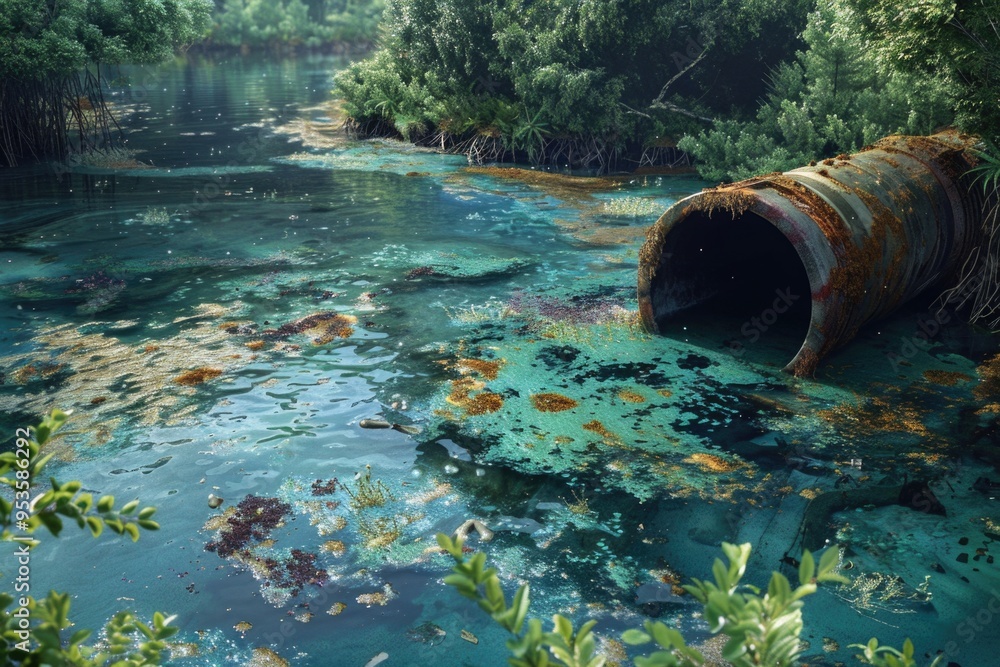 custom made wallpaper toronto digitalRusty pipe pouring water into stream