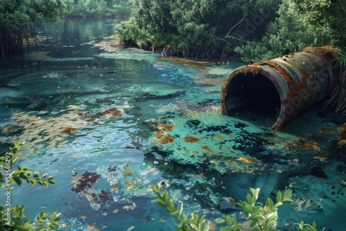 Wallpaper Mural Rusty pipe pouring water into stream Torontodigital.ca