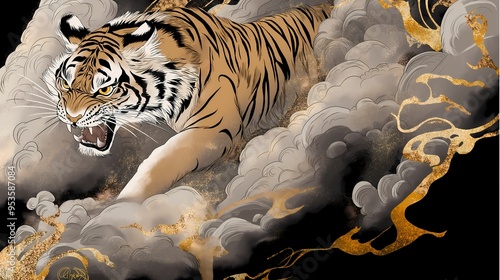 A hand-drawn tiger illustration as an art painting, perfect for art backgrounds and wallpapers.