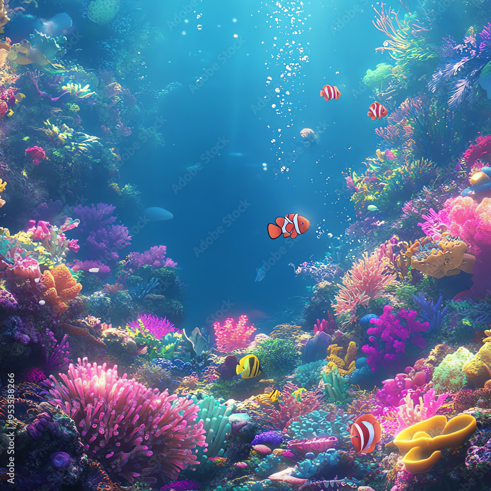 Naklejka premium ray of light in the sea, AI generated