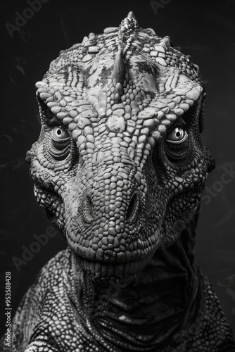 portrait studio photograph of teratosaurus black and white