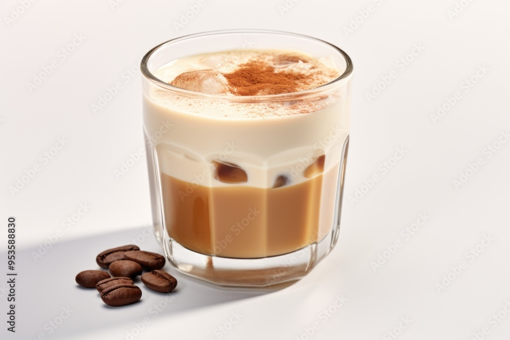 Eggnog in a glass mug with cinnamon sticks Eggnog in a glass mug with cinnamon sticks