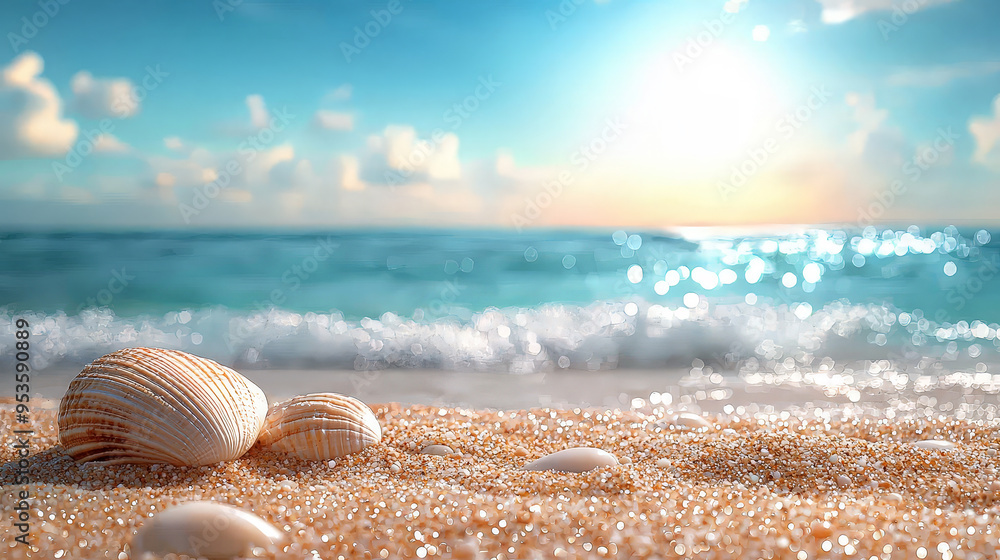 This abstract seascape captures a tranquil beach scene with a dreamy blur effect. Generative AI This abstract seascape captures a tranquil beach scene with a dreamy blur effect. Generative AI