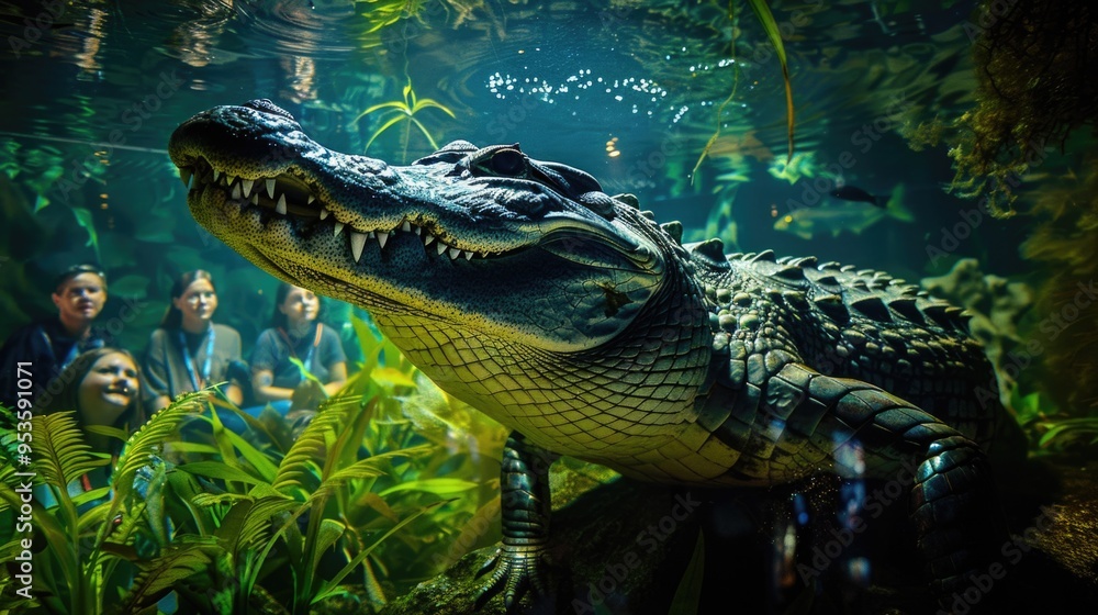 Fototapeta premium Alligator close-up at aquarium