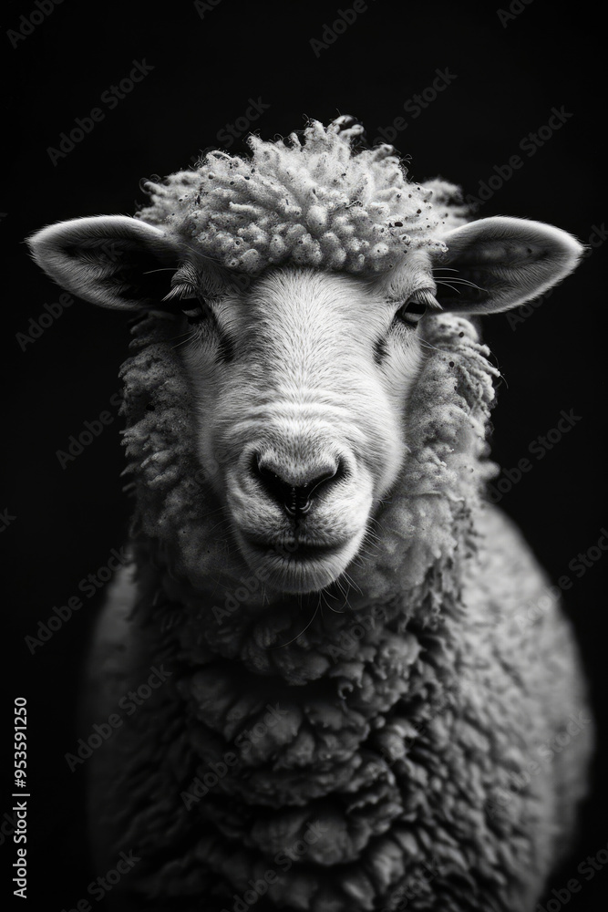 Obraz premium portrait studio photograph of sheep black and white