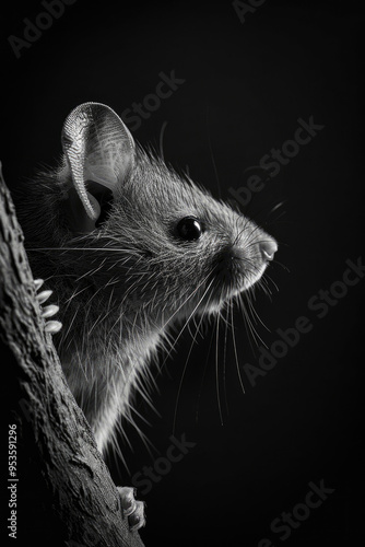 portrait studio photograph of shrew black and white