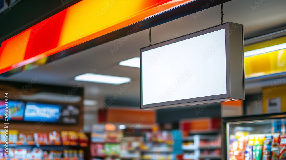 mockup blank placard sign above convenience store, Ai generated images mockup blank placard sign above convenience store, Ai generated images