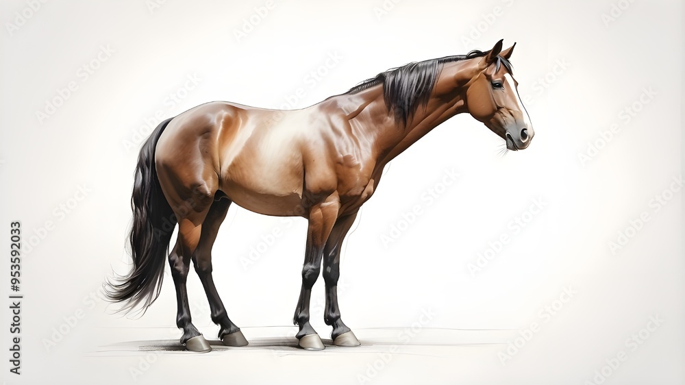 Obraz premium sketch of a horse profile side view on a white backdrop