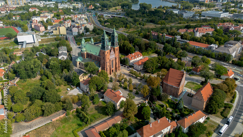 Ostrów Tumski in Poznań aerial view, Poland