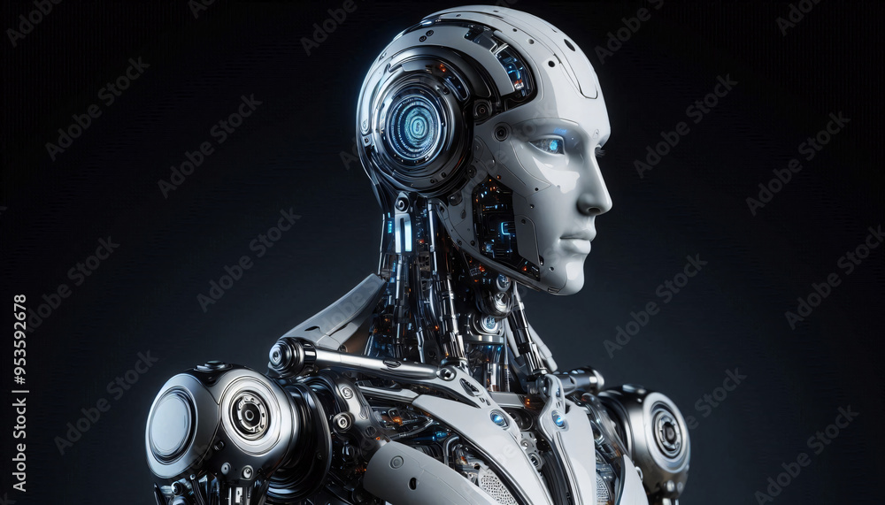 Fototapeta premium Humanoid Robot with Artificial Intelligence for Advanced Human-Like Interaction and Robotics Technology