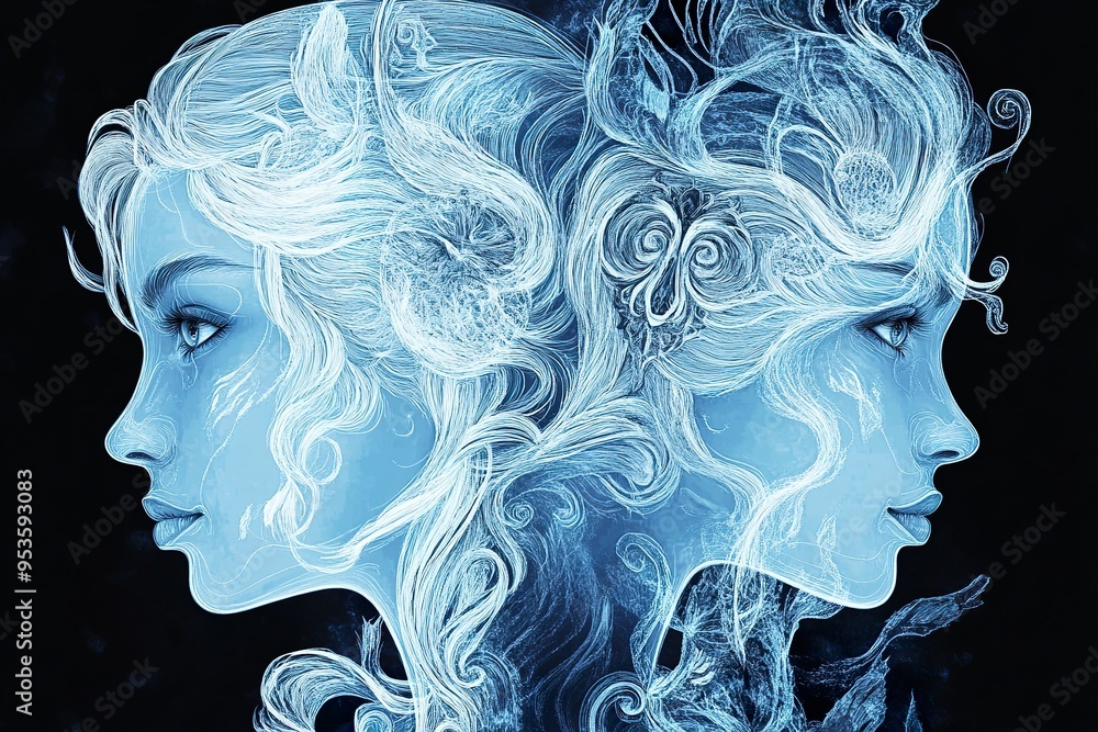 Illustration of the Gemini Zodiac Sign Illustration of the Gemini Zodiac Sign