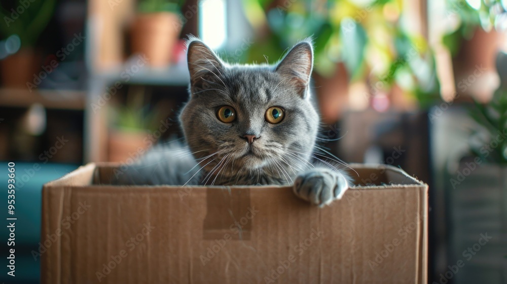 Kitten in cardboard box