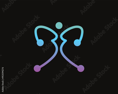 Minimalist technology colorful letter bb people  logo