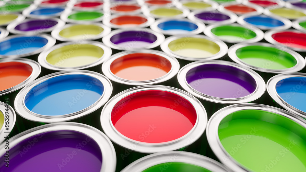 Fototapeta premium Paint cans color - 3d illustration