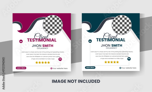 Customer review, client endorsements, social media posts, or site banner advertisement design template.
