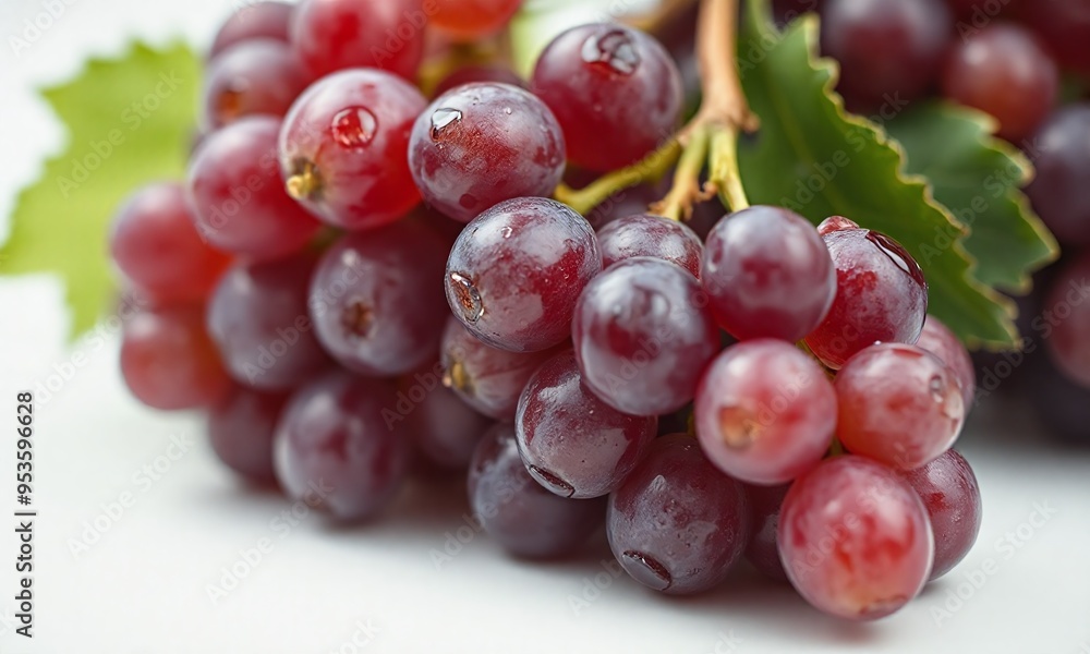 macro of fresh grapes with water droplets isolated with white color as background macro of fresh grapes with water droplets isolated with white color as background