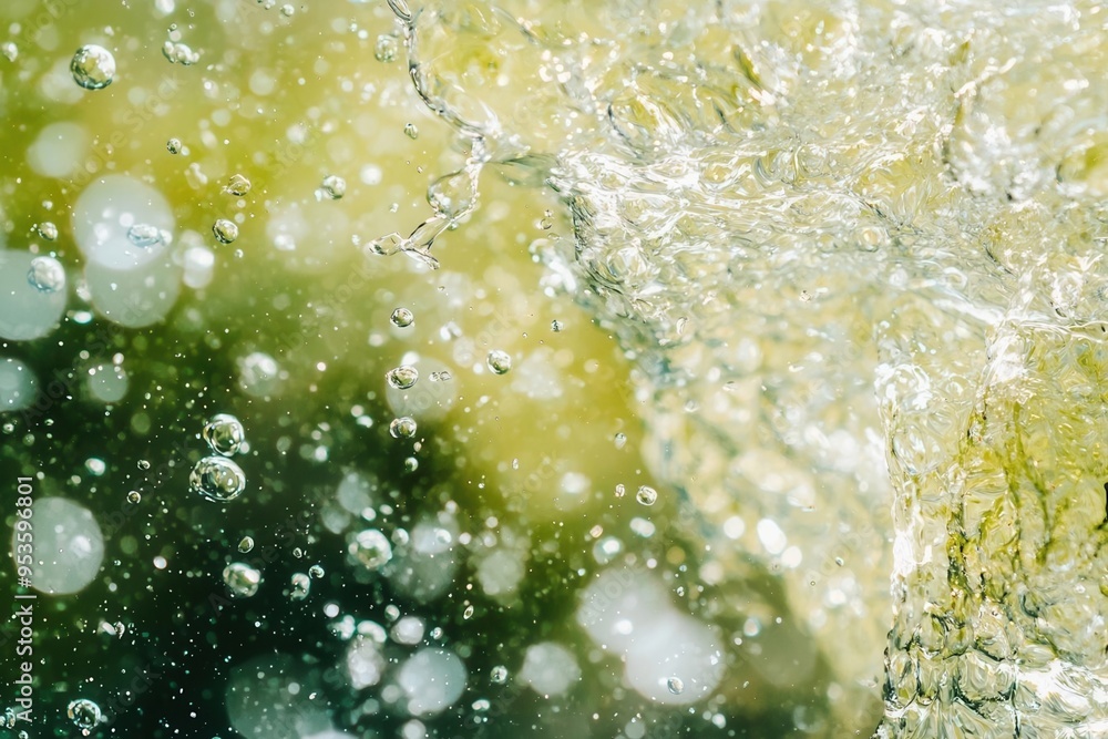 custom made wallpaper toronto digitalClose-up of aquatic biofilms, wastewater influence on DEET degradation, microorganisms and enzymes interacting, clear river water, natural daylight