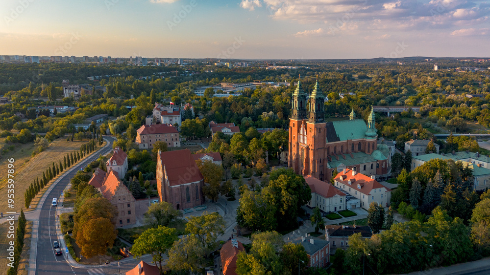 Naklejka premium Ostrów Tumski in Poznań aerial view, Poland