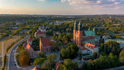 Ostrów Tumski in Poznań aerial view, Poland